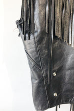 Vintage Schott Black Leather Fringe Vest