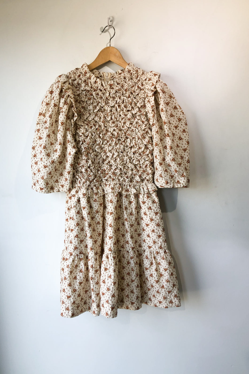 Sea New York Brown White Puff Sleeve Dress