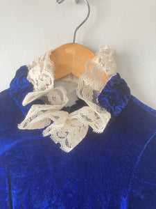 Vintage Blue Velvet Victorian Dress