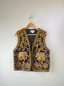 Vintage Carol Horn Vest With Sequin Elephants