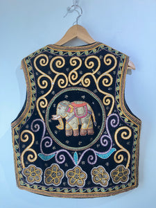 Vintage Carol Horn Vest With Sequin Elephants