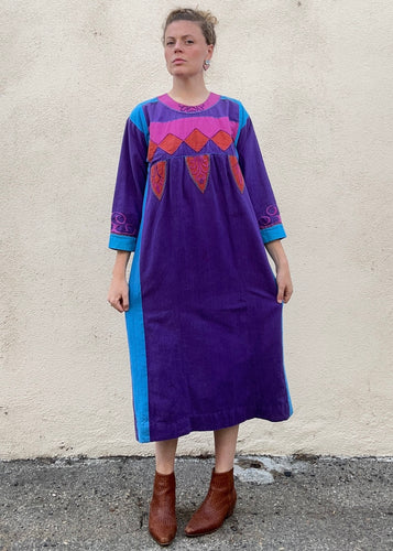 Vintage Josefa Purple Aqua Patch Dress
