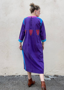 Vintage Josefa Purple Aqua Patch Dress