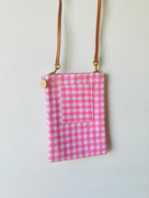 Clare V. Pink and White Gingham Pouch