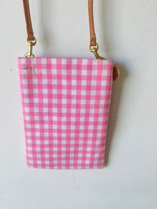 Clare V. Pink and White Gingham Pouch