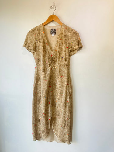 Vintage Cynthia Rowley Snake Print Floral Dress