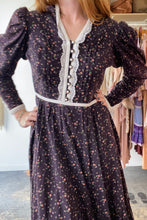 Vintage Dark Purple Prairie Midi Dress