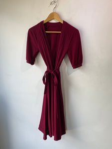 Vintage Wool Merlot Midi Wrap Dress
