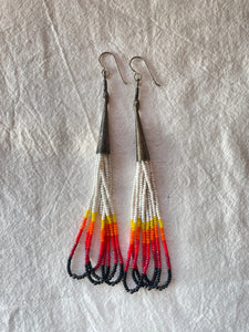 Native American Sterling Silver and Beaded Earrings