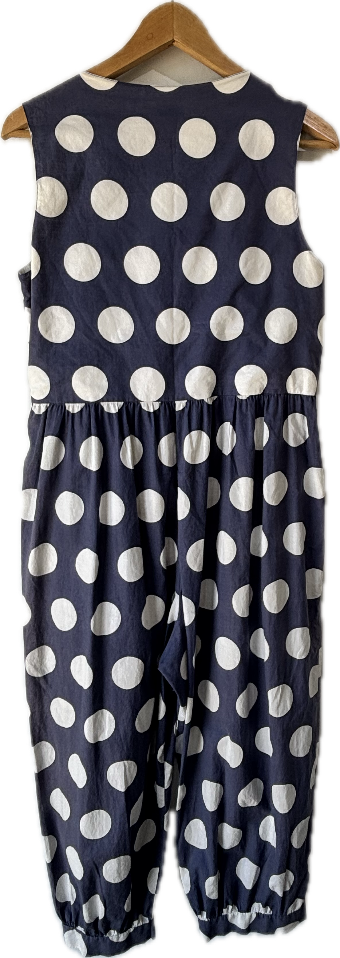Laura Ashley Indigo and White Polkadot Jumpsuit - The Curatorial Dept.