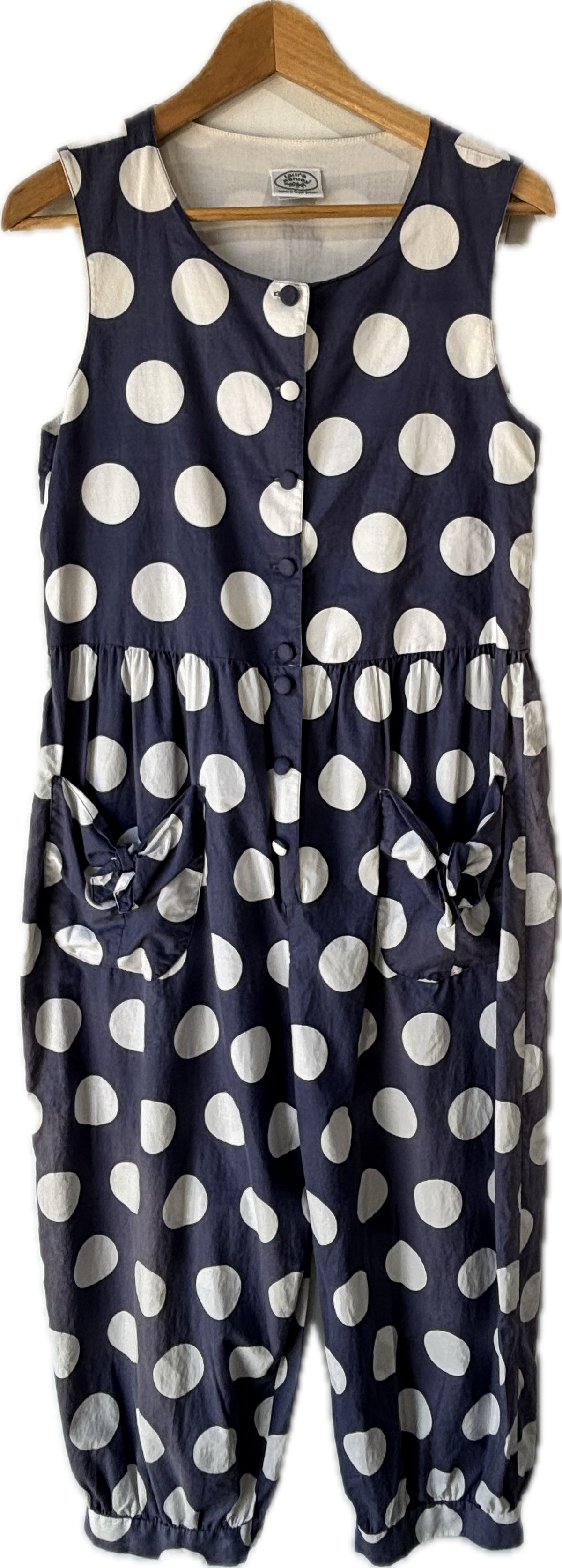 Laura Ashley Indigo and White Polkadot Jumpsuit - The Curatorial Dept.