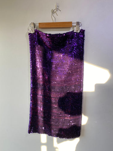 Vintage Purple Sequin Pencil Skirt