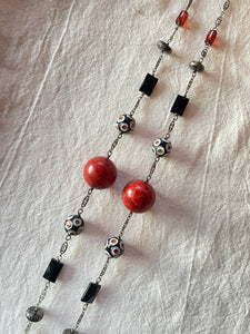 Liza Shtromberg Silver, Onyx and Cinnabar Necklace