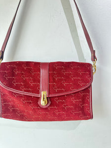 Givenchy Maroon Suede Signed Purse