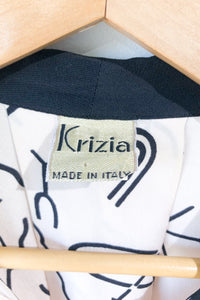 Vintage Krizia Cream Black Pattern Skirt Set