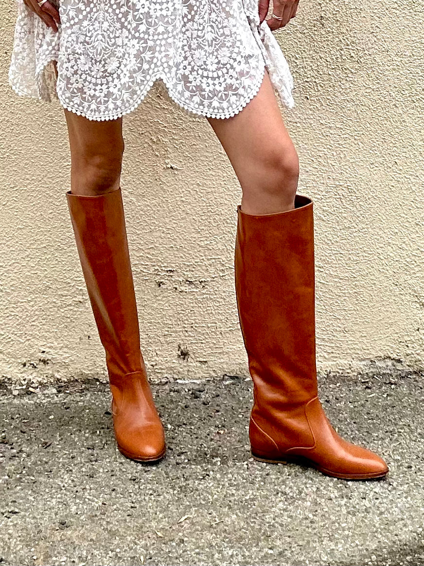 Doen Brown Leather Riding Boots