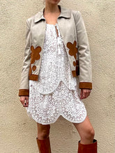 Philosophy Tan + Brown Felt Leaves Floral Jacket