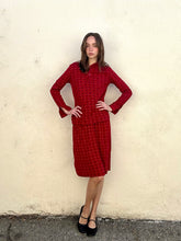 Vintage Celine Red Printed Wool Skirt Set