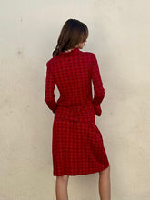 Vintage Celine Red Printed Wool Skirt Set