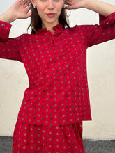 Vintage Celine Red Printed Wool Skirt Set