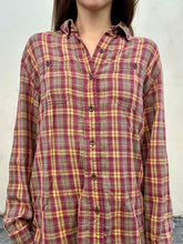 LL Bean Maroon & Yellow Plaid Flannel Shirt