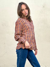 LL Bean Maroon & Yellow Plaid Flannel Shirt