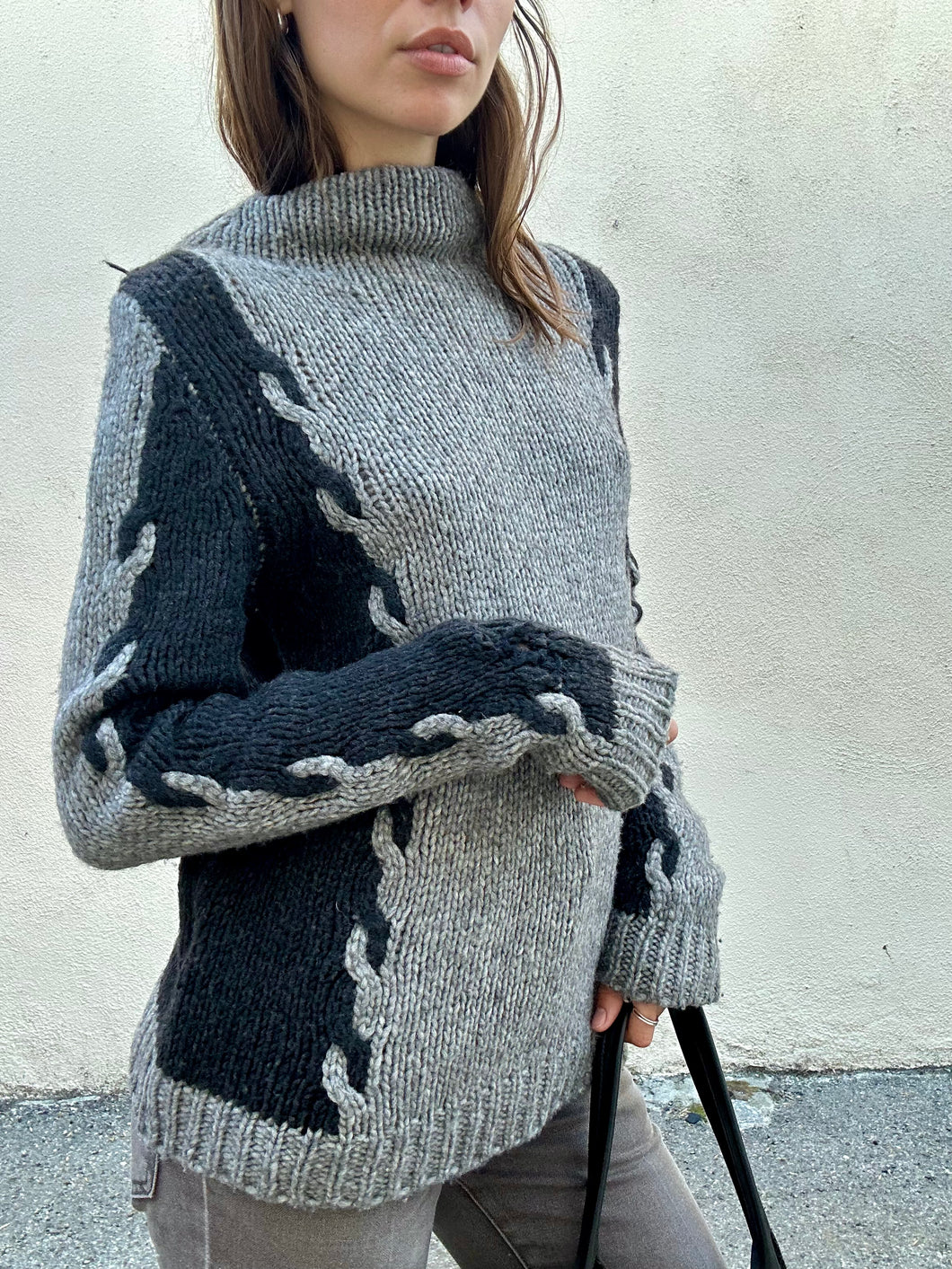 Humanoid Grey and Black Knit Sweater