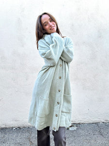 Maison Margiela Light Green-Grey Knit Wool Cardigan