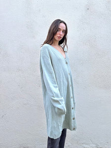 Maison Margiela Light Green-Grey Knit Wool Cardigan