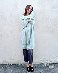 Maison Margiela Light Green-Grey Knit Wool Cardigan