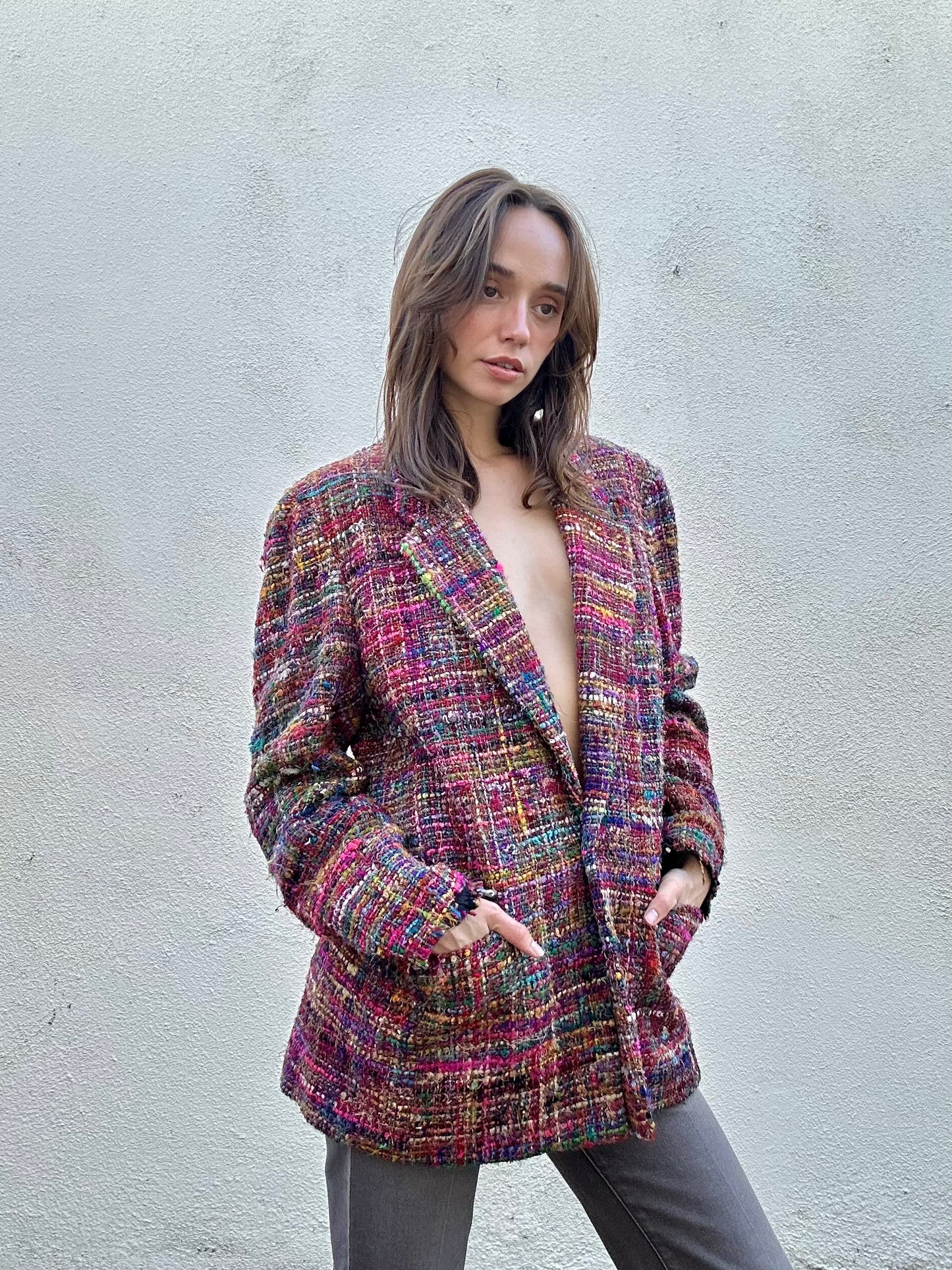 Vintage E. Rothenberg U.S.A. Hand Woven Multicolored Silk Jacket - The Curatorial Dept.