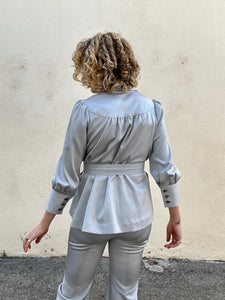 Vintage Silver Metallic Two-Piece Leisure Suit