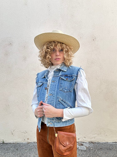 Vintage Wrangler Vest with Mushroom Embroidered Back