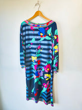 Vintage Leonard Paris Navy & Neon Floral Silk Dress