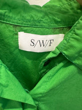 S/W/F Puff Sleeve Green and Black Tie Dye Dress
