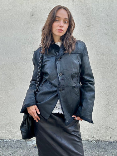 Vintage Ebene Black Fur Patchwork Jacket