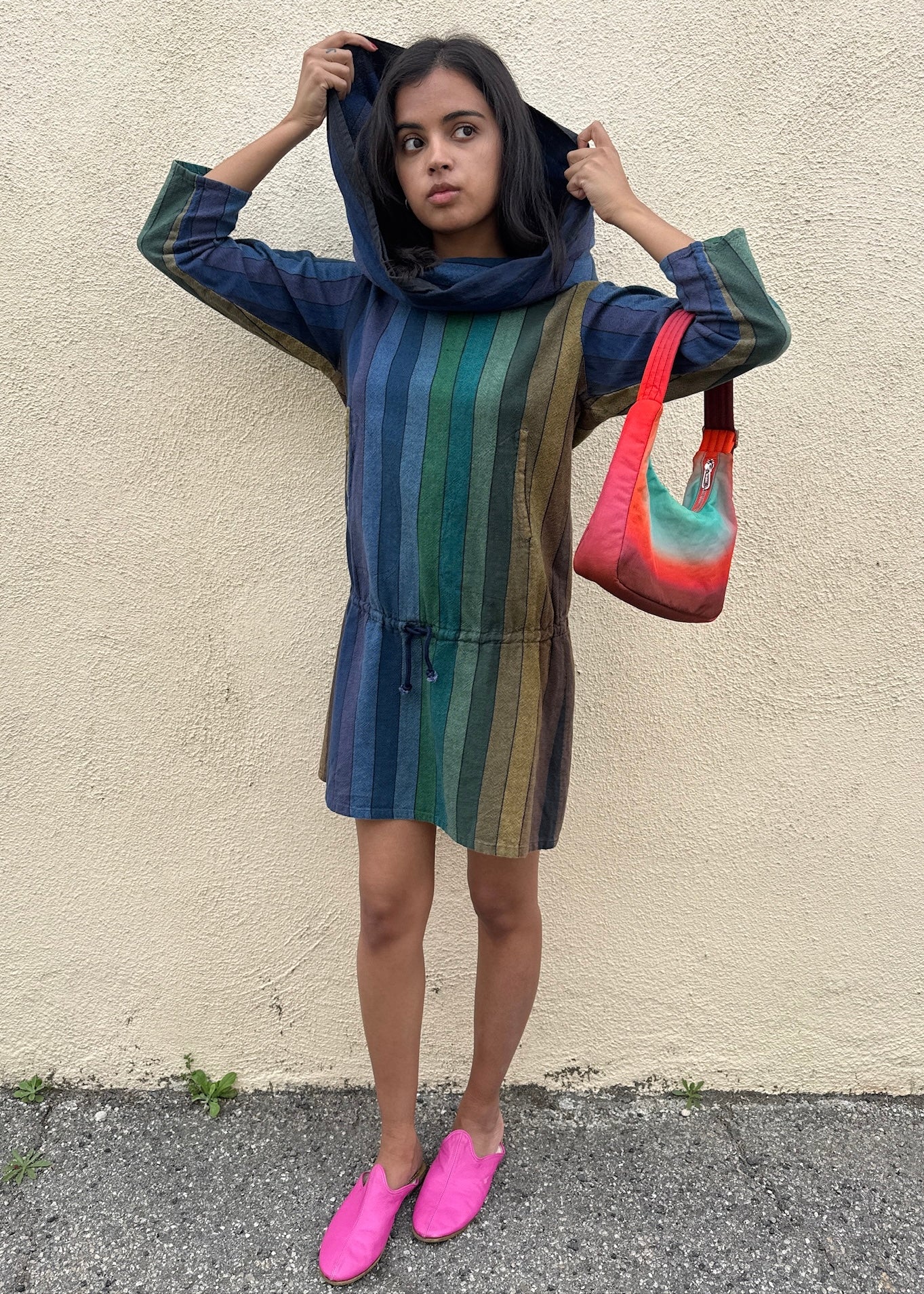 Vintage Rare Kenzo Striped Dress with Hood - The Curatorial Dept.