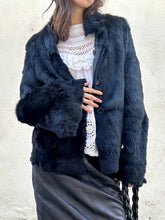 Vintage Ebene Black Fur Patchwork Jacket