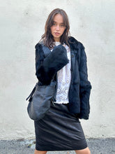 Vintage Ebene Black Fur Patchwork Jacket