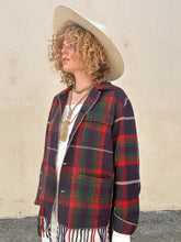 Bode Vintage Wool Blanket Plaid Fringe Jacket