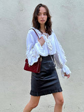 Valentino Ruffle Leather Skirt