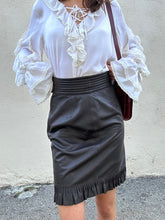 Valentino Ruffle Leather Skirt