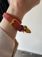 Alexander McQueen Peach Dog Tag Skull Double Wrap Leather Bracelet