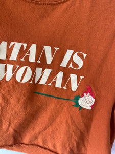 Satan Is A Woman Cropped Orange Tee