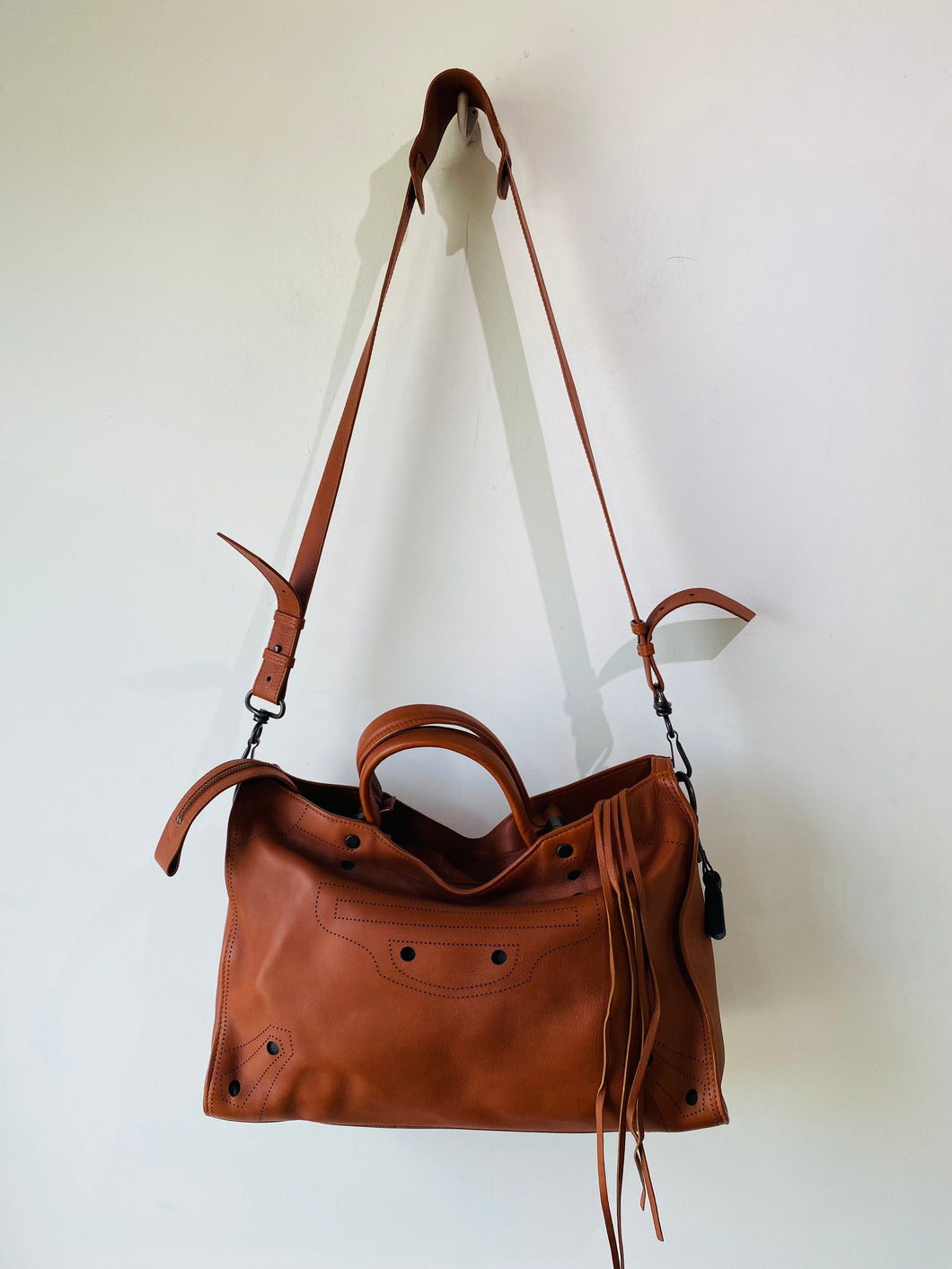 Balenciaga Blackout City Bag in Brick Red