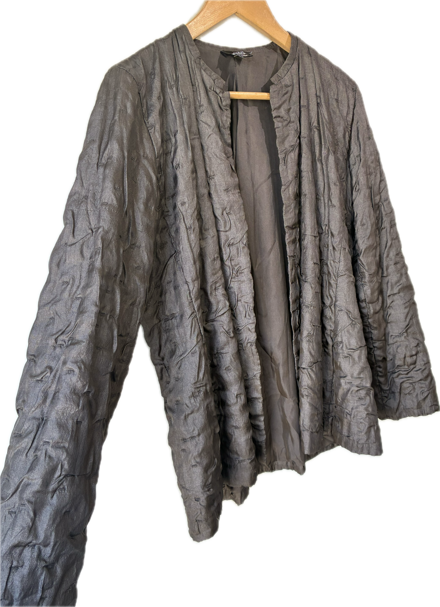 Eileen Fisher Grey Silk Jacket - The Curatorial Dept.