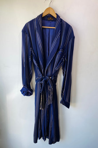 Vintage Broadmoor Navy Blue Silk Robe
