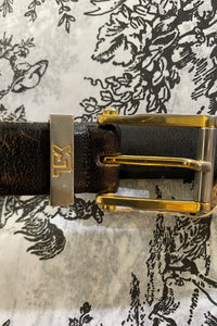 Vintage YSL Yves Saint Laurent Brown Leather Belt
