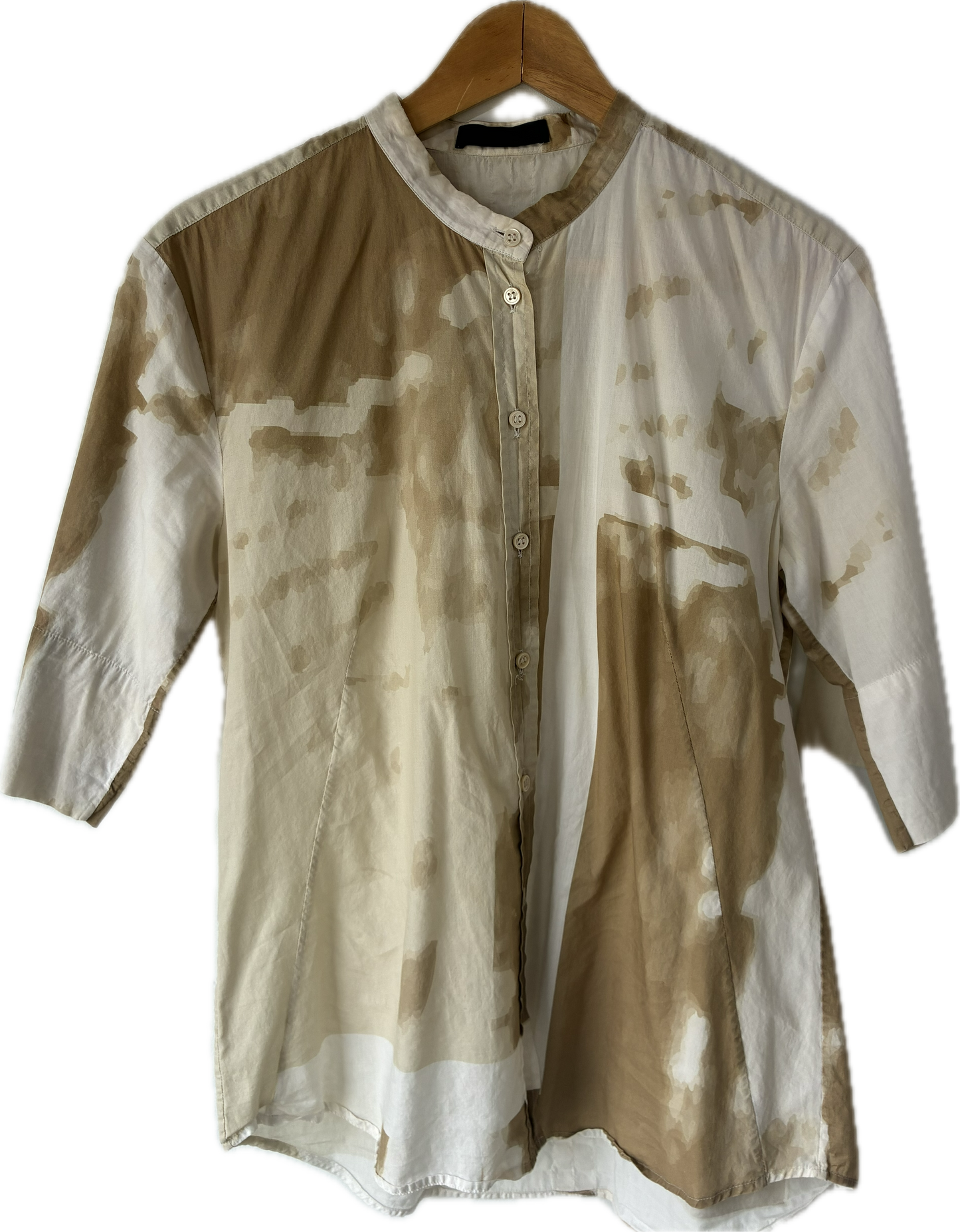 Jil Sander Tan and Cream Tiedye Top - The Curatorial Dept.