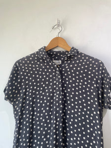 Vintage Hartford Grey Silk Polka Dot Mini Dress